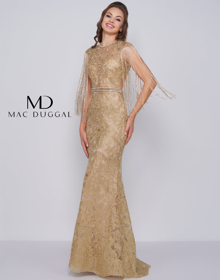 Mac duggal fringe sales dress