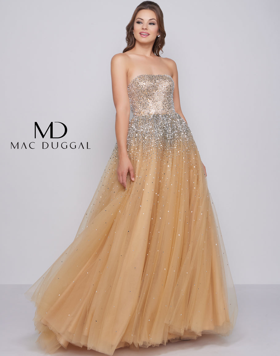 green emerald velvet dress Strapless Sequin Formal Dress: Mac Duggal 93959 Rose Gold / 0 main image 1