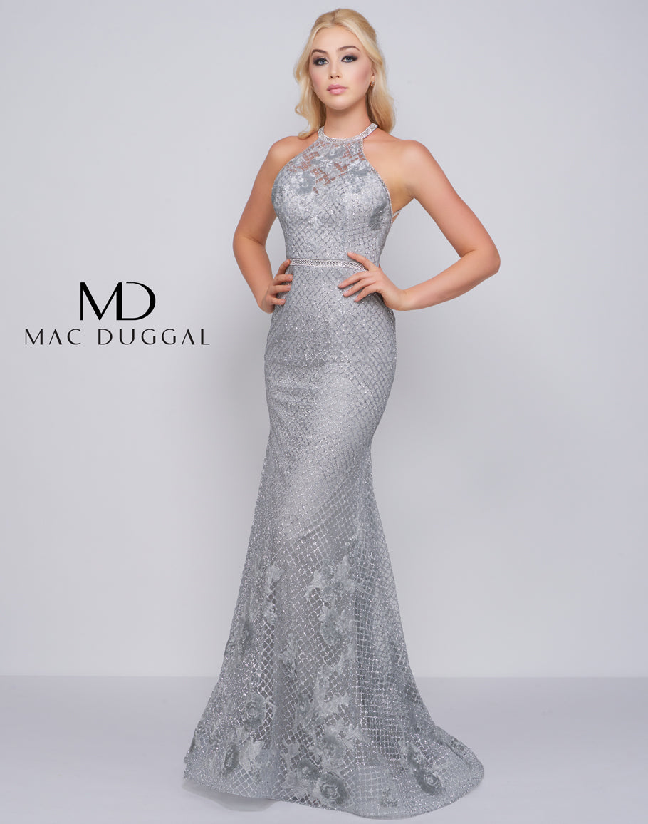 Mac duggal sales silver gown