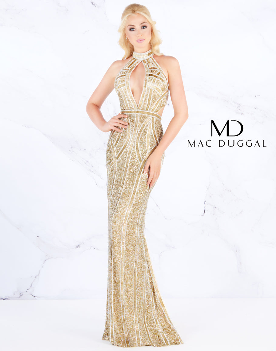 Mac Duggal Gold Prom Dress