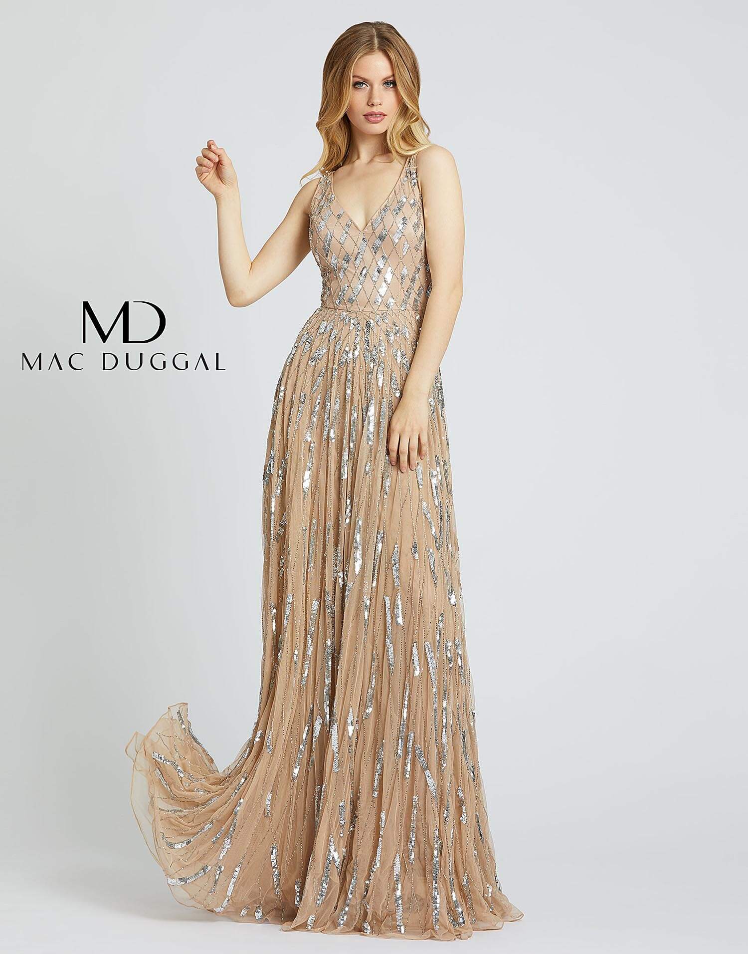 Mac duggal best sale gold sequin dress