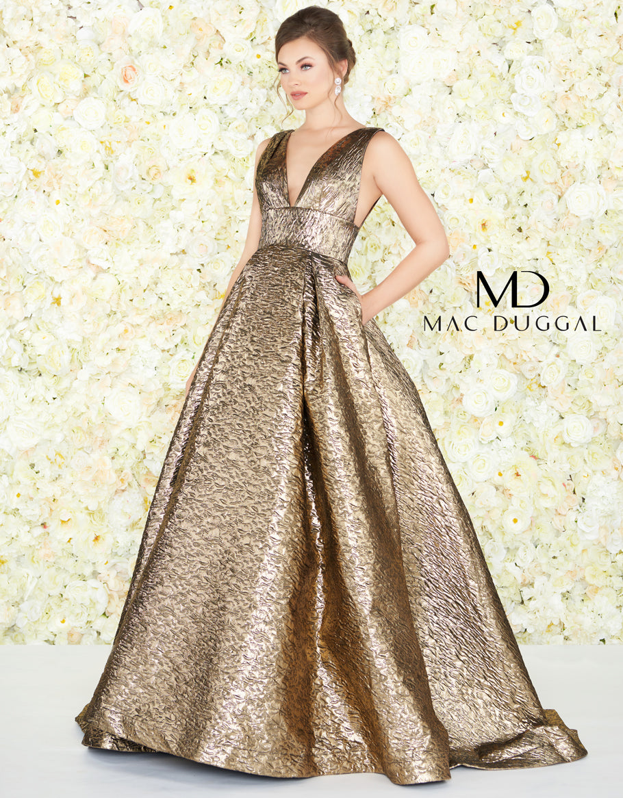 Mac Duggal Gold Prom Dress