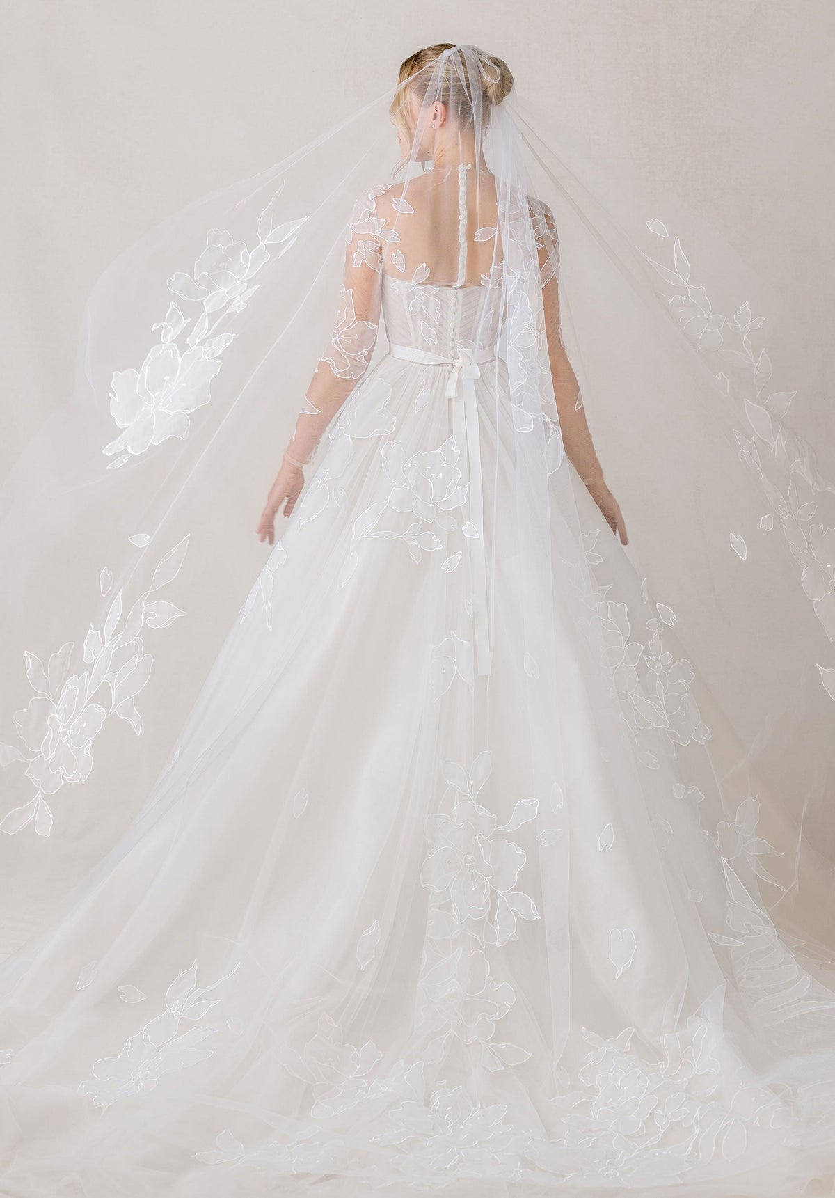 Morilee 1055013 Floral Burnout Organza Cathedral Length Veil