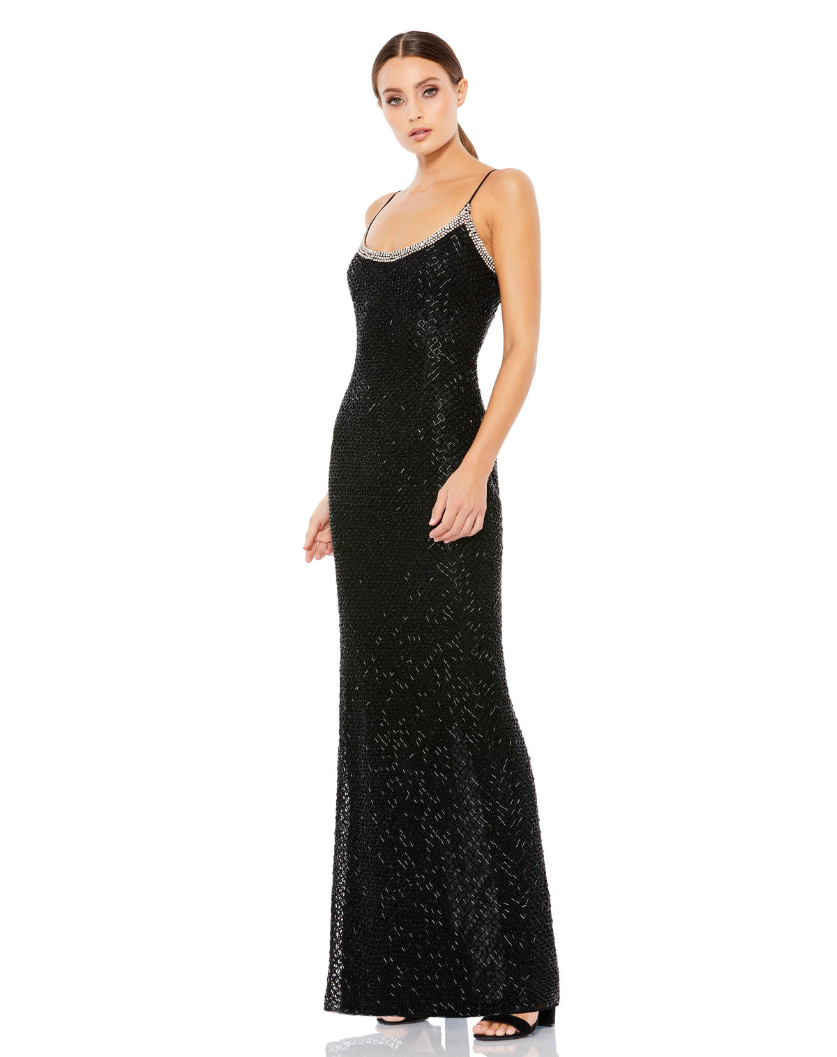 satin black dress long V Neck Black Satin Long Prom Dresses With High Leg Slit, Black Satin L morievent
