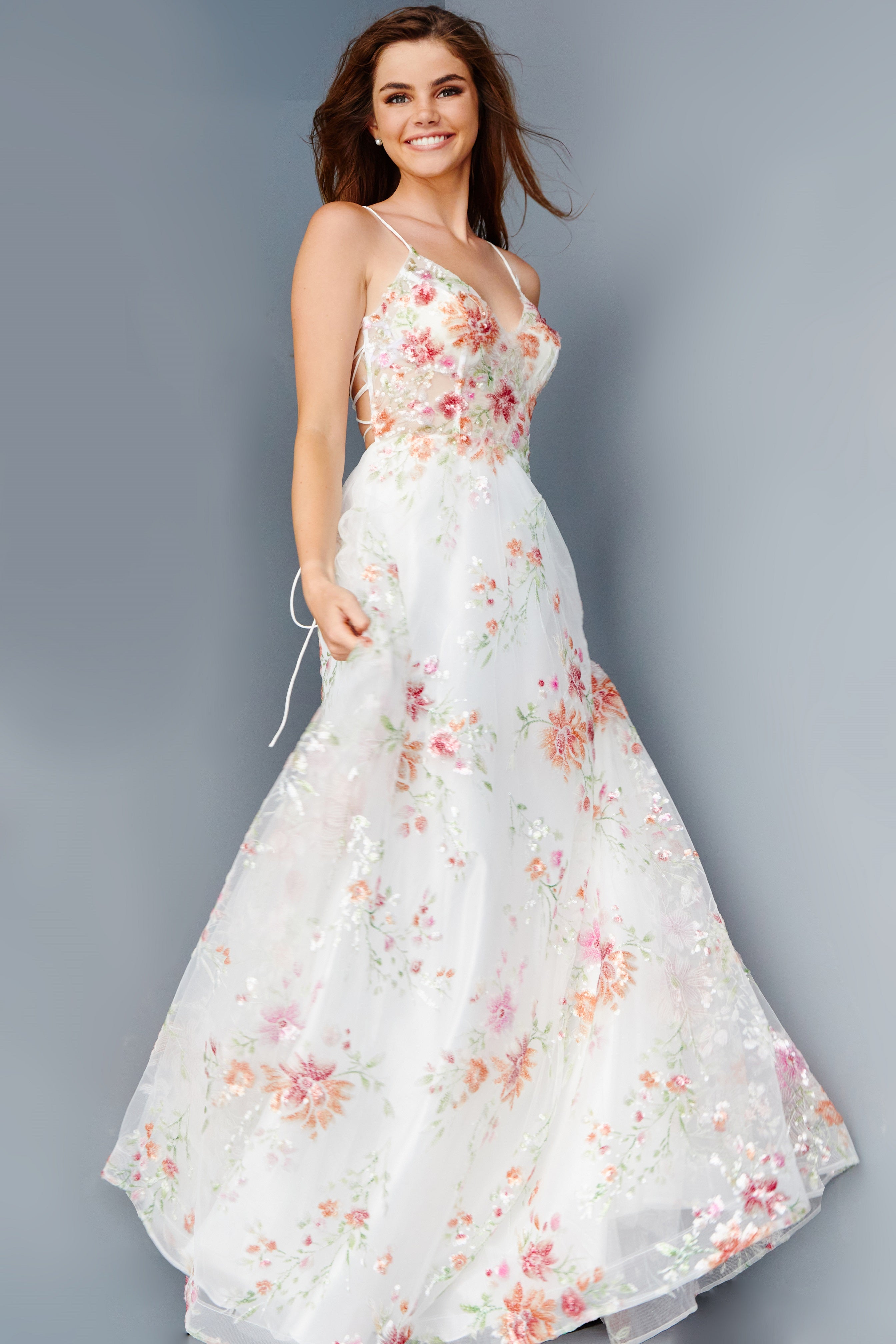 Jovani Dress 37624 | Beaded Sweetheart Neckline High Slit Dress