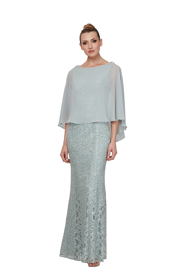 Ignite Evenings Long Sequin Lace Dress