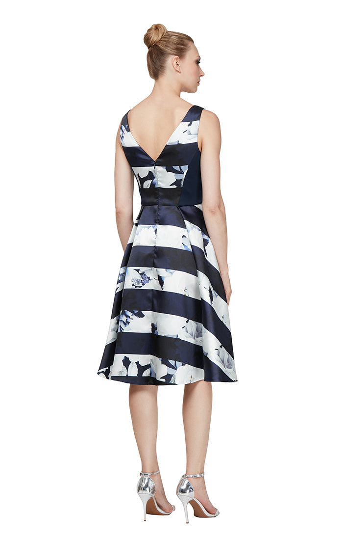 Ignite Evening Strip V Neck Full Skirt Ignite Evening Strip V Neck Full Skirt